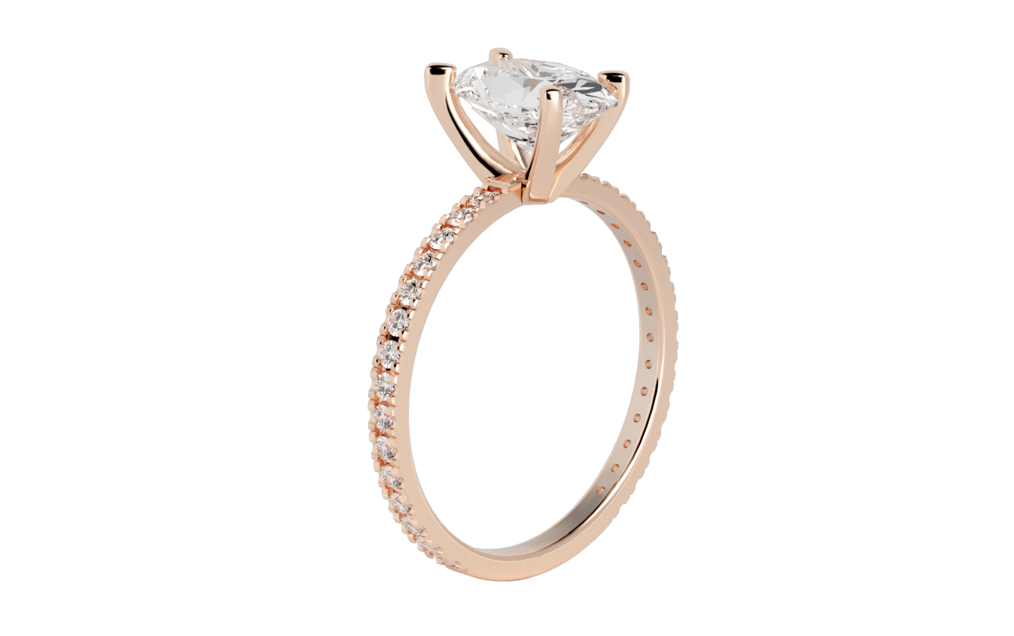 Centenary Oval Pave Moissanite Engagement Ring Rose Gold